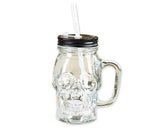 350 ml Skull Glass Cup with Lid and Straw