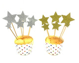 70 Pieces Star Shape Cupcake Toppers - Gold and Silver