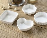 Dipping Bowls 4 Pieces Heart Shaped Ceramic Sauce Dishes - White