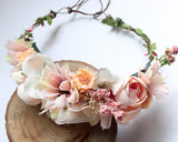 Flower Wreath Headband Adjustable Floral Crown Headpiece for Photo Shoot