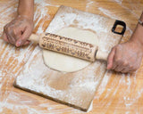 Embossed Rolling Pin 13.7 Inches Christmas Wooden Rolling Pin