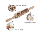 Embossed Rolling Pin 13.7 Inches Christmas Wooden Rolling Pin