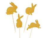 Cake Toppers 50 Pieces Easter Bunny Cupcake Picks - Gold