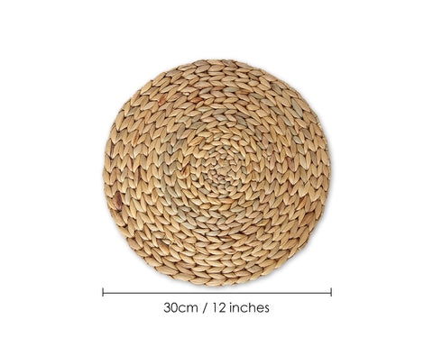 Woven Placemats 2 Pieces Natural Water Hyacinth Round Shaped Placemat