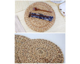 Woven Placemats 2 Pieces Natural Water Hyacinth Round Shaped Placemat