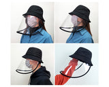 Fishing Hat with Removable Face Shield Sun Protection Hat - Black