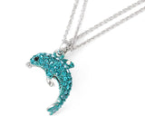 Dolphin Bling Swarovski Crystal Necklace - Ice Blue