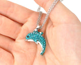 Dolphin Bling Swarovski Crystal Necklace - Ice Blue