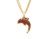 Dolphin Bling Swarovski Crystal Necklace - Brown