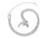 Dolphin Bling Swarovski Crystal Necklace - Silver