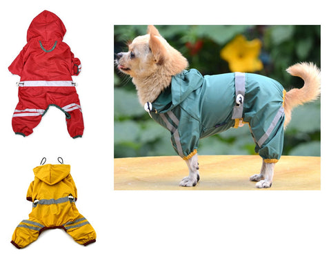 Waterproof Dog Raincoat Stripe Pattern Pet Poncho