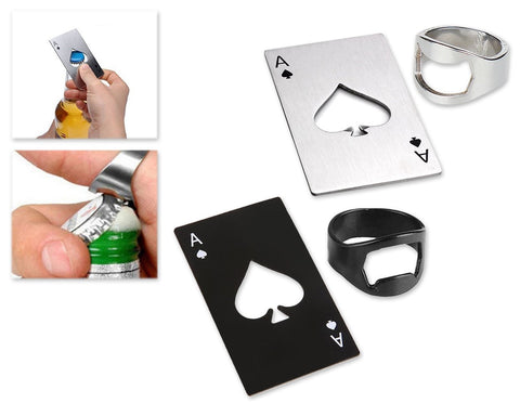 DS. DISTINCTIVE STYLE Poker Shaped Cap Opener and Bottle Opener Ring
