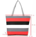 16 Inches Striped Canvas Tote Beach Handbag