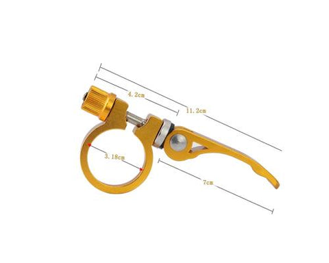 Cycling Road Mountain Bike Quick Release Seatpost Clamp 31.8mm - Gold