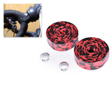 Camouflage Cycling Bike Handlebar Tape Wrap with 2 Bar Plug - Red