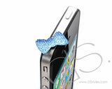 Crystal Bow Headphone Jack Plug - Blue