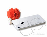 Dangling Flower Crystal Headphone Jack Plug - Red