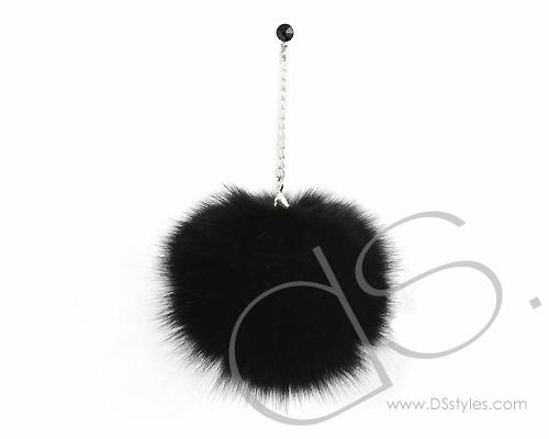 Black Fur Ball Headphone Jack Plug