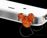 Crystal Bear Headphone Jack Plug - Orange