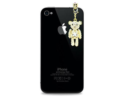 Dangling Crystal Animal Headphone Jack Plug - Teddy Bear