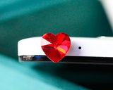 Bling Heart Crystal Headphone Jack Plug - Red