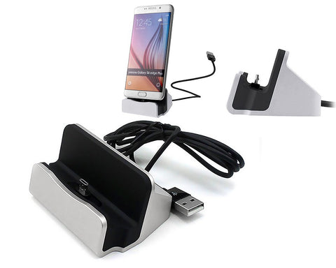 Micro USB Charging and Sync Docking Station for Android - Silver