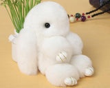 Cute Rex Rabbit Fur Keychain - White