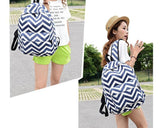 Stripe Print Casual Canvas Backpack - Blue