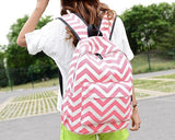 Stripe Print Casual Canvas Backpack - Pink