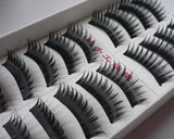 10 Pairs Reusable Long Black Thick False Eyelashes - Black