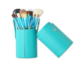 12 Pcs Professional Makeup Brush Set with Cup Holder - Mint