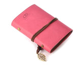 Leaf Pattern Leather Card Holder - Red