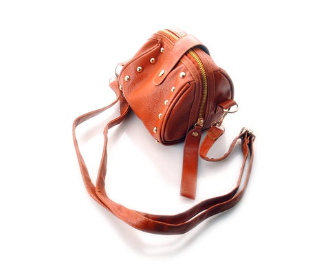 Chic Mini Shoulder Bag with Detatchable Strap - Brown