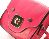 Exotic PU Leather Shoulder Bag for Women - Magenta