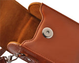 Simple PU Leather Shoulder Bag for Mirrorless Camera - Brown