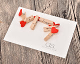 10 Pcs Wooden Pegs Paper Photo Clip With Linen String - Heart