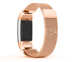 Magnet Stainless Steel Mesh Watch Band for Fitbit Charge 2 - Rose Gold