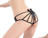 Lace Open Crotch Thong with a Strappy Back and Satin Bow