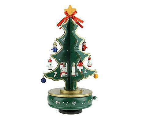 Christmas Tree Rotating Wooden Music Box