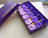 18 Pcs Romantic Rose Petal Flower Soap Gift Set - Purple