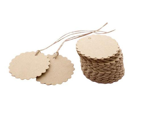 100 Pcs Wedding Brown Kraft Paper Favor Gift Tags with Jute Twines