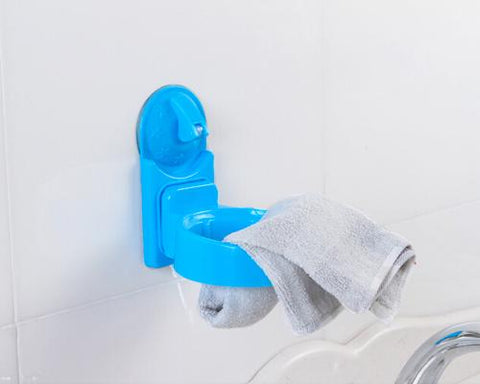 Plastic Hair Dryer Holder with Suction Cup - Blue