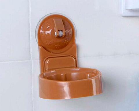 Plastic Hair Dryer Holder with Suction Cup - Brown