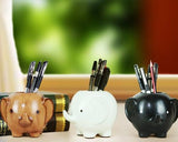 Elephant Shape Desk Pencil Holder - Brown