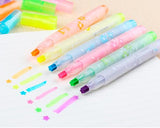 6 Pcs Creative Star Point Seal Watercolor Multi Highlighter Marker Pen