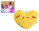 Luminous I Love You LED Light Up Heart Shaped Pillow with Speaker