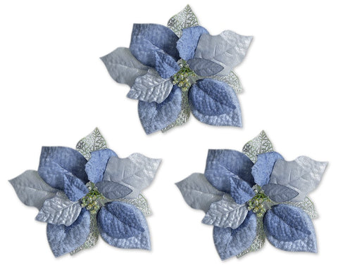 3 Pcs Poinsettia Flower Christmas Tree Ornaments Set