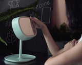 Compact LED Makeup Mirror with Table Lamp - Green