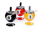 One Push Spinning Pool Ball Ashtray with Stand - Black