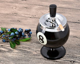 One Push Spinning Pool Ball Ashtray with Stand - Black